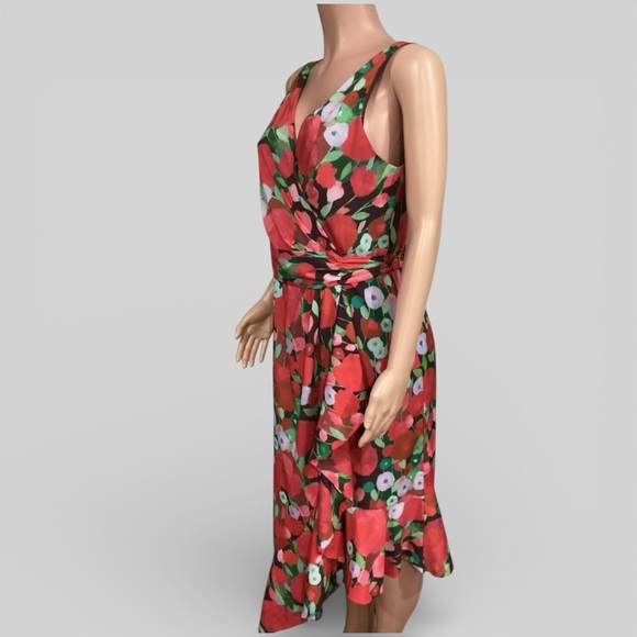 Hutch Floral Wrap Asymmetrical Dress Ruffles V Neck Size Medium - Picture 7 of 11